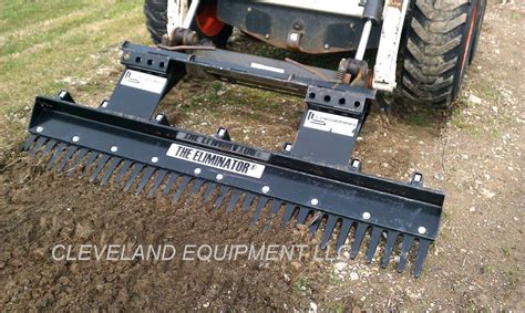 eliminator skid steer attachment|landscaping rake for skid steer.